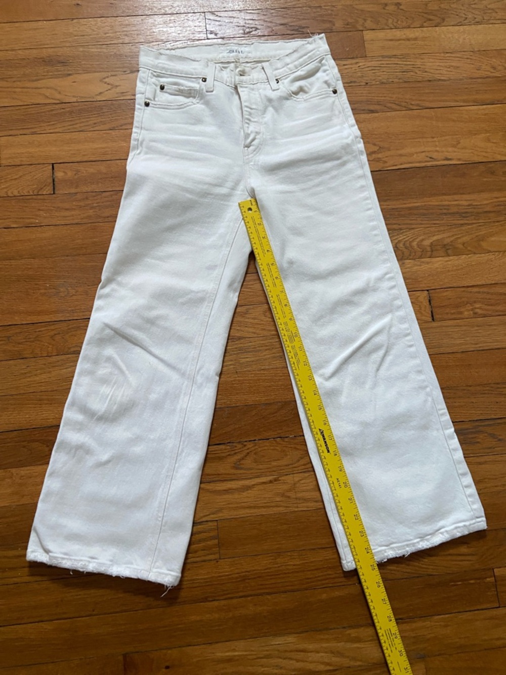 THE GREAT. White Wide-Leg Crop Jeans